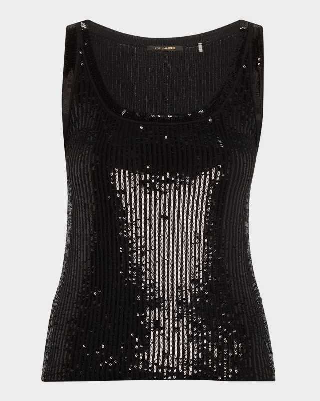 Isla Sequin Scoop-Neck Wool Tank